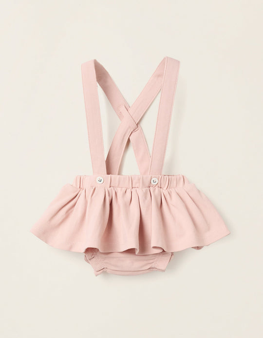 Piqué Strappy Pinafore Dress for Newborn Girls, Pink