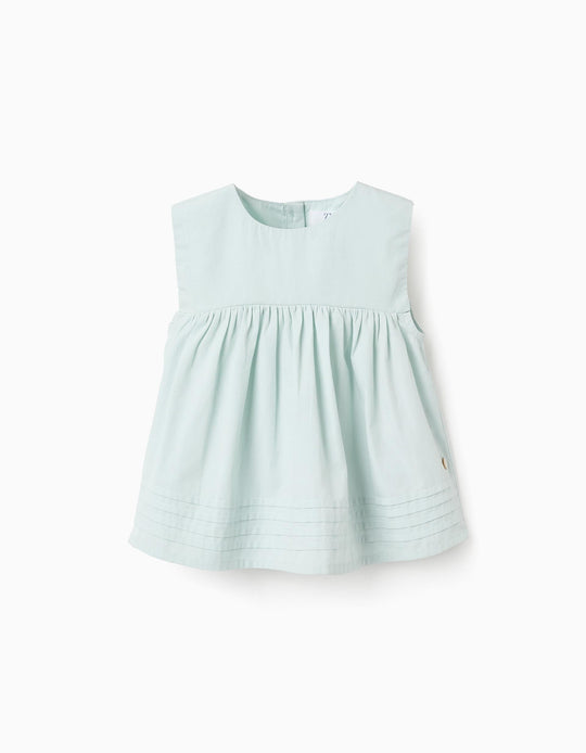 Poplin Blouse for Baby Girls, Light Blue