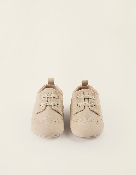 Brogue Shoes for Newborns, Beige