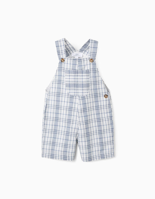 Dungarees with Check for Baby Boys 'You & Me', White/Blue