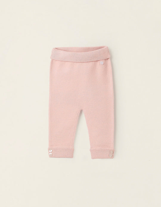 Knitted Trousers for Newborn Girls, Pink