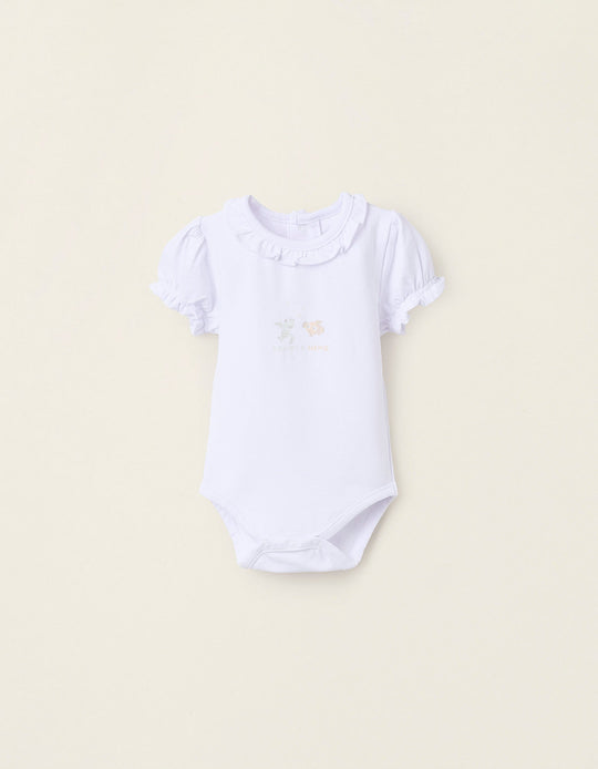 Bodysuit with Print and Ruffles for Newborn Girls 'Nemo', White