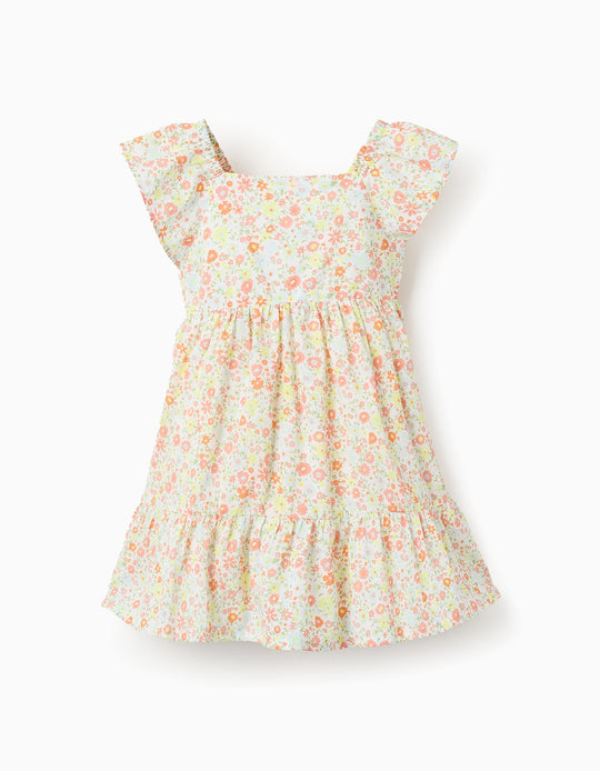 Floral Cotton Dress for Baby Girls, Multicoloured