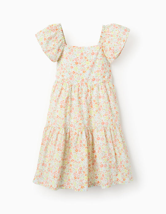 Floral Cotton Dress for Girls, Multicoloured