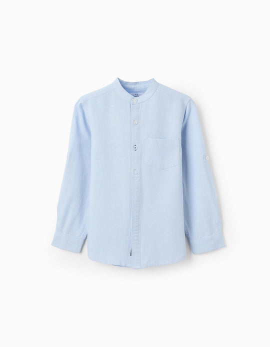 Shirt with Mao Collar for Boys, Light Blue