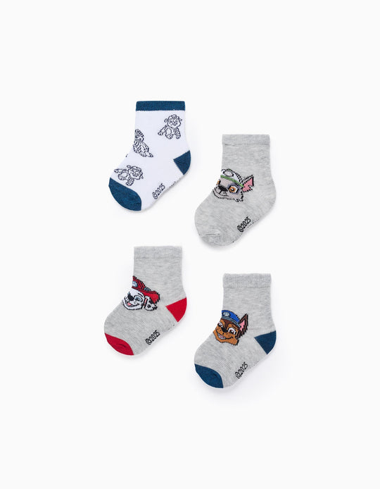 Pack of 4 Pairs of Socks for Baby Boys 'Paw Patrol', Grey/White