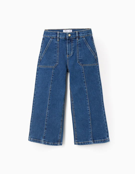Jeans with Raised Seams for Girls 'Wide Leg', Blue