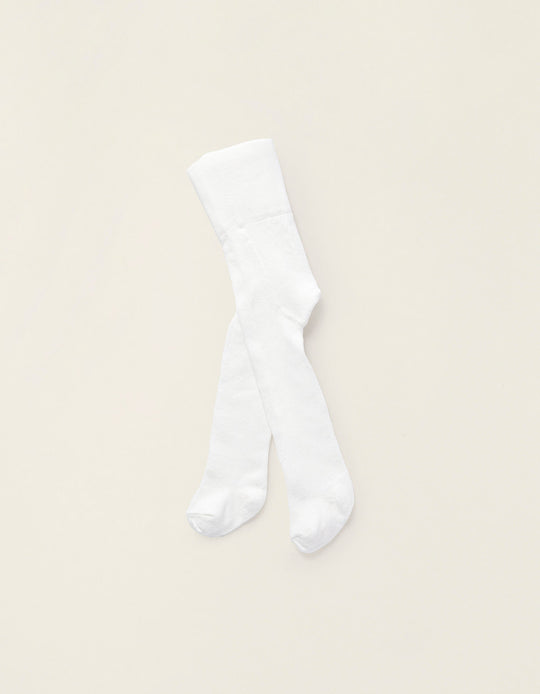High-Waisted Tights for Newborns, White