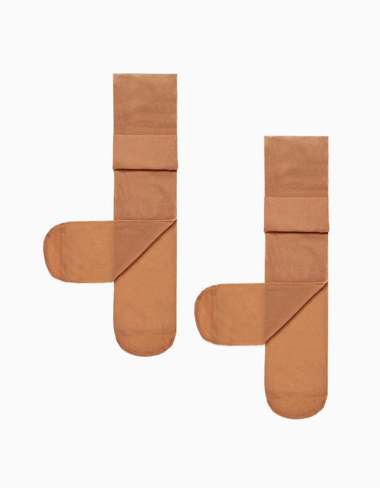 Pack of 2 Microfiber Tights for Girls, Transparent