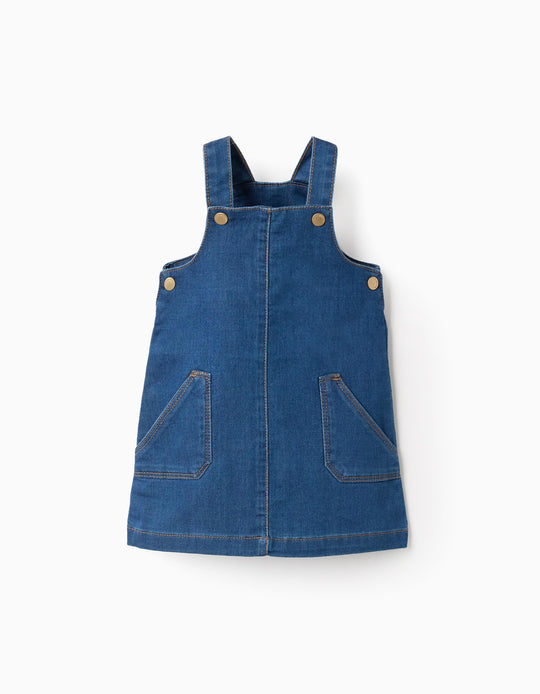 Denim Pinafore Dress for Baby Girls, Blue