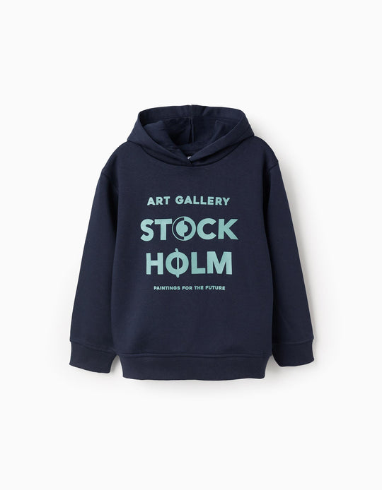 Hooded Brushed Sweatshirt for Boys 'Stockholm', Dark Blue