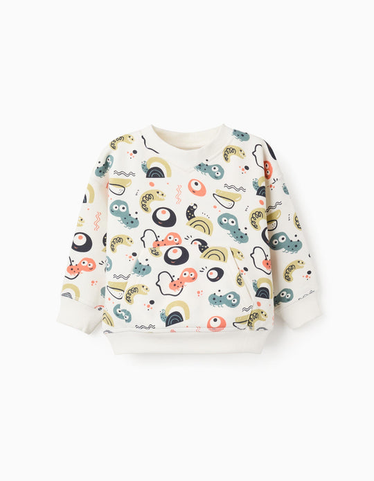 Brushed Sweatshirt for Boys 'Insects', White