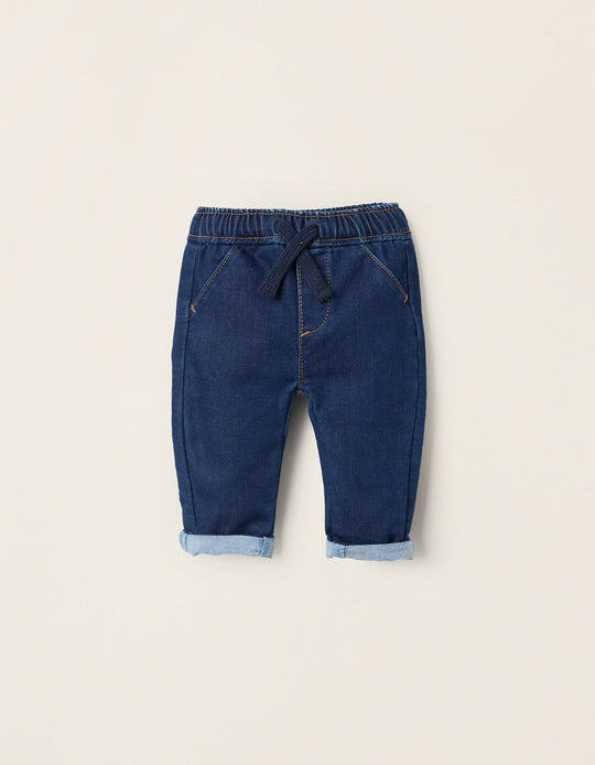 Jeans with Drawstring for Newborns, Blue