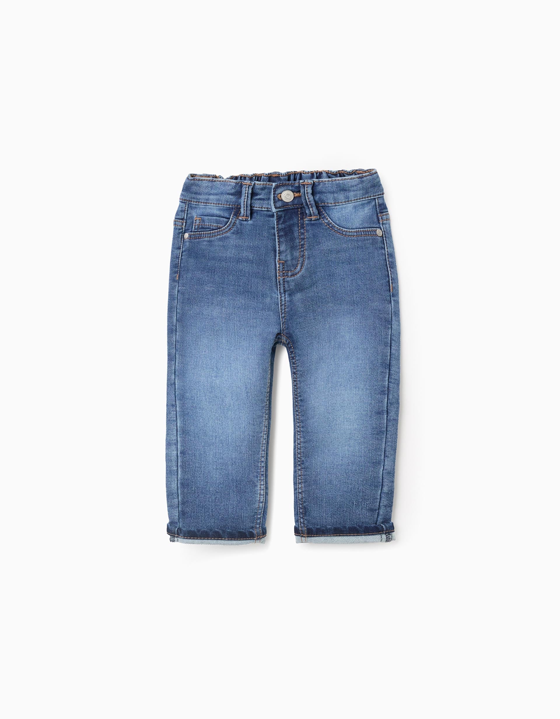 Jeans with folded hem for baby boys, blue | Ziddy KSA
