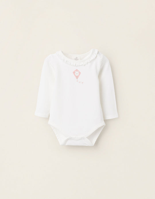 Bodysuit with Ruffle Collar for Newborn Girls 'Winnie the Pooh', White
