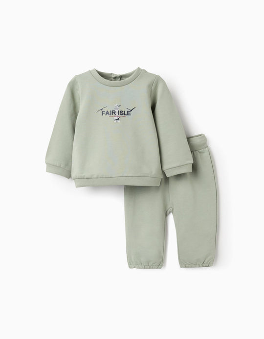 Printed Tracksuit for Newborns 'Bird Watching', Green