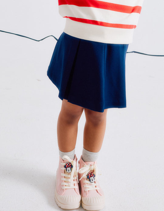 Ponte Roma Pleated Skirt for Girls, Dark Blue