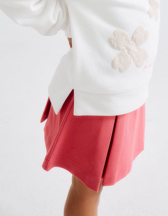 Ponte Roma Pleated Skirt for Girls, Pink