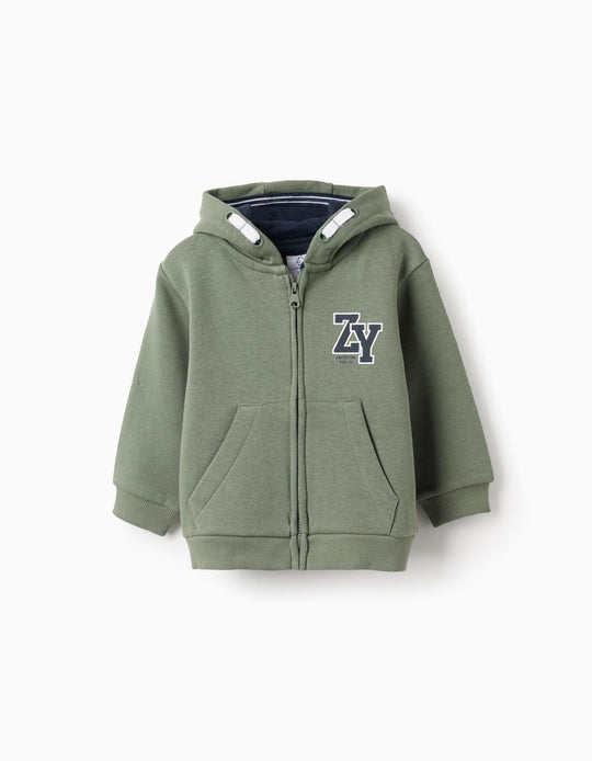 Brushed Hooded Jacket for Baby Boys 'ZY Archives', Green