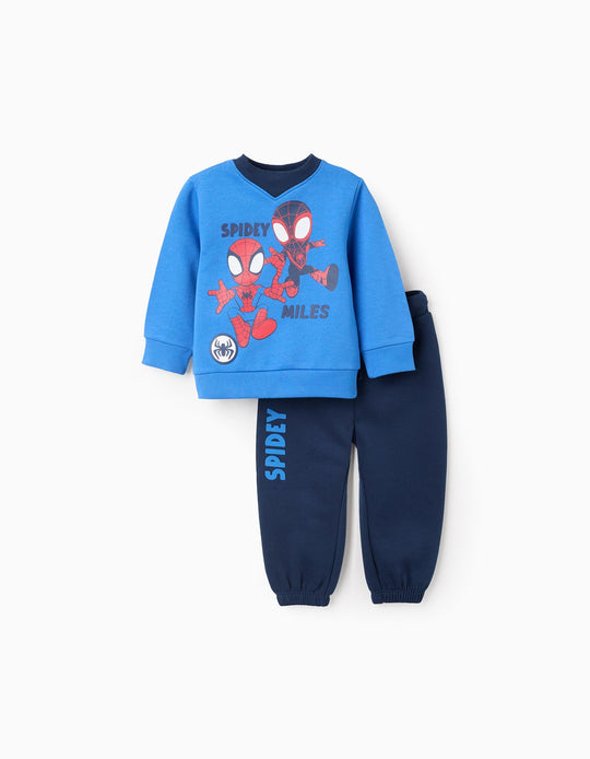 Cotton Brushed Tracksuit for Baby Boys 'Spidey', Blue