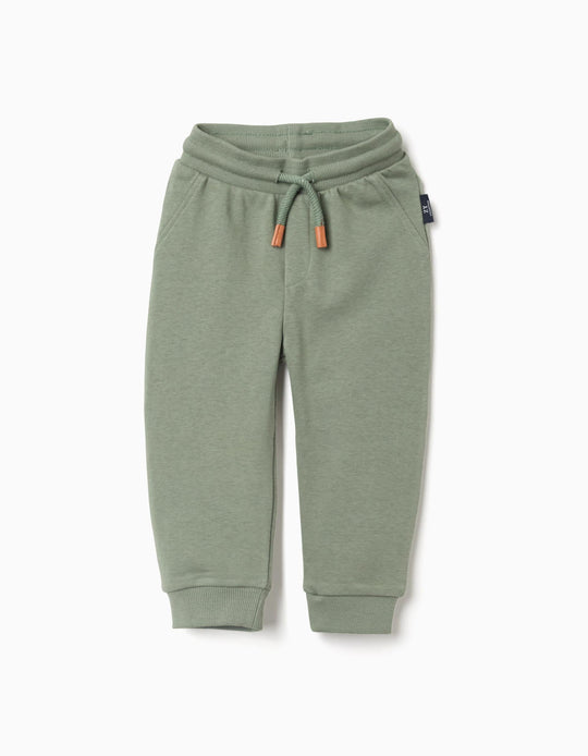 PANTS FLEECE COTTON, DARK GREEN, 9/12M