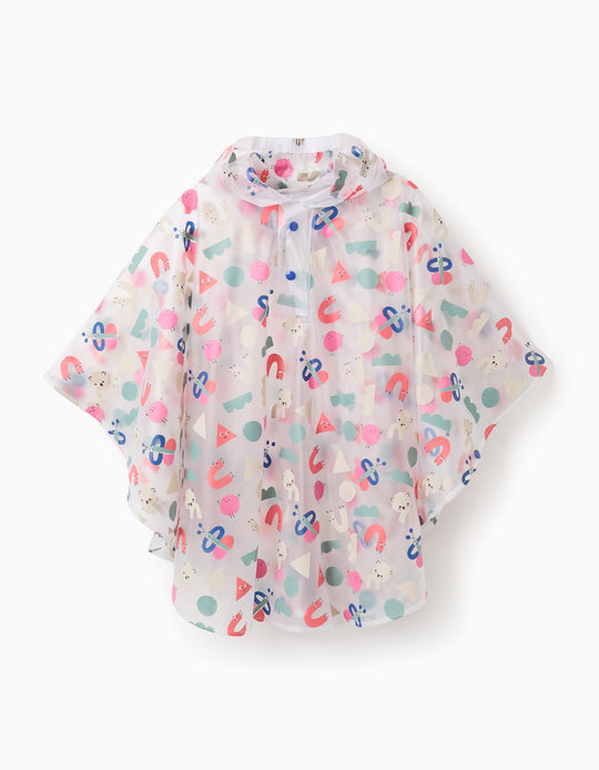 Waterproof Hooded Poncho for Baby Girls 'Shapes', Transparent