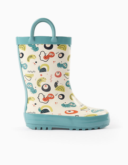 Wellies with Prints and Wings for Baby Boys 'Insects', White/Blue