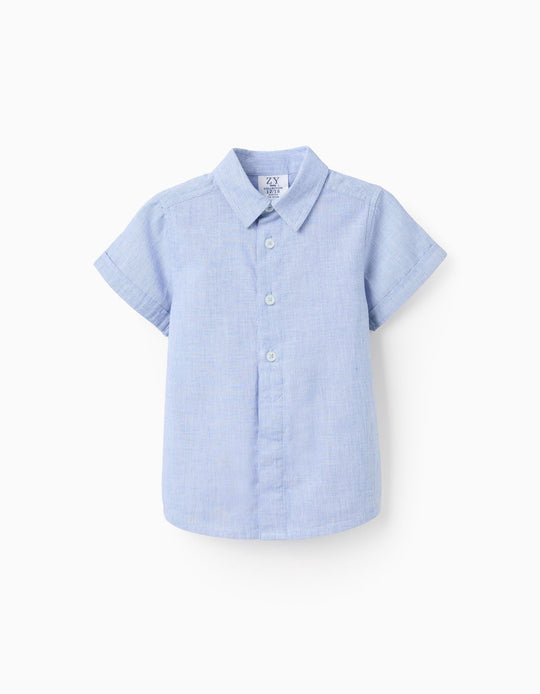 Cotton Fil a Fil Shirt for Baby Boys 'B&S', Blue