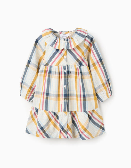 Cotton Checked Dress for Baby Girls 'B&S', Multicolour