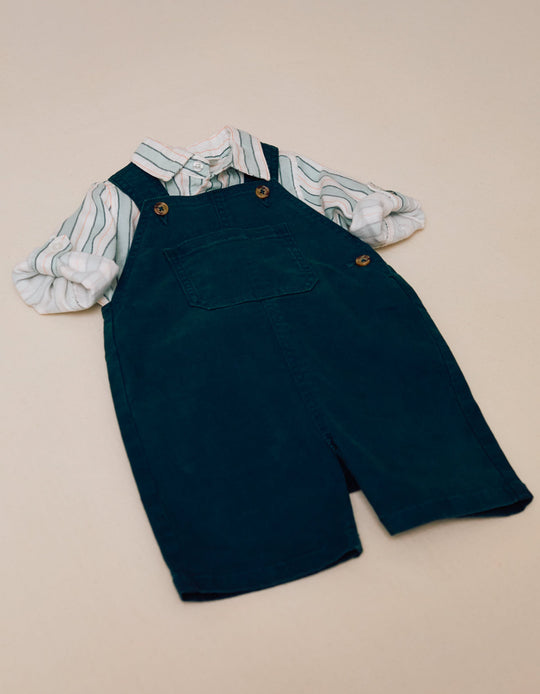 Denim Dungarees for Baby Boys, Dark Green