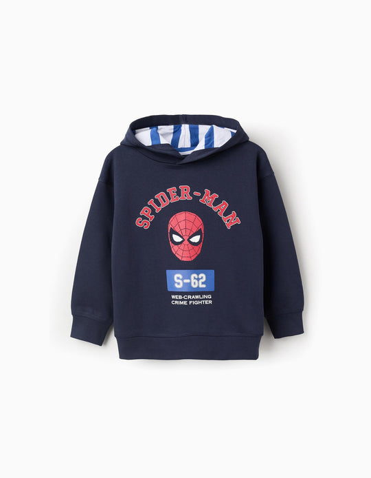 Cotton sweatshirt with hood for boys 'Spider-Man', dark blue