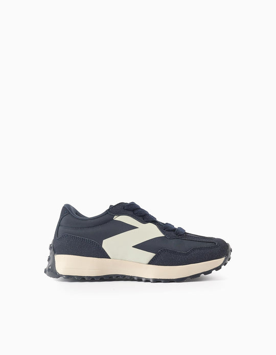 ZY Superlight Runner trainers with laces for boys, blue/white