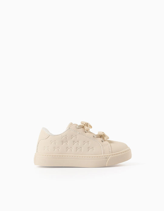 Textured Trainers with Bows for Baby Girls, Beige