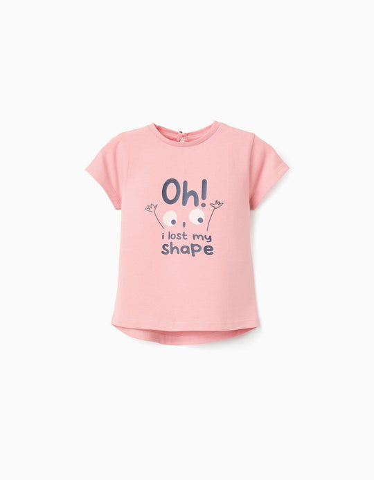 Printed Cotton T-shirt for Baby Girls, Pink