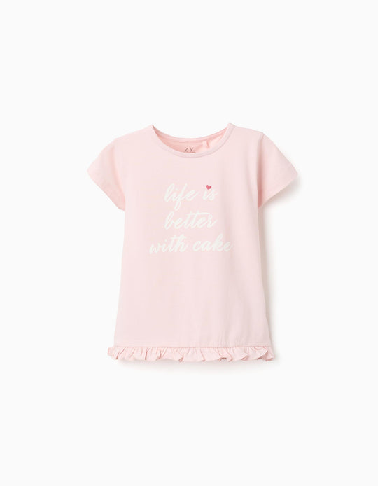 تيشيرت جيرسيه بأكمام قصيرة، وردي فاتح، 3/4 سنوات