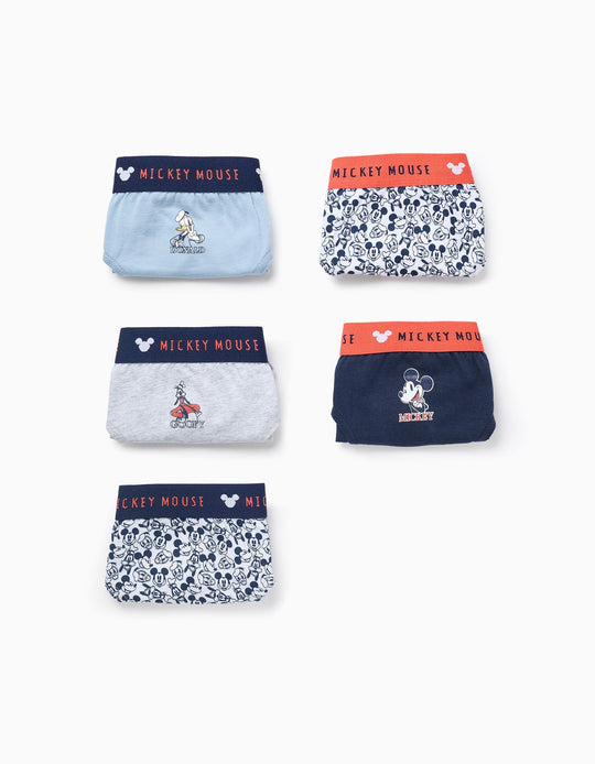 Pack of 5 Briefs for Boys 'Mickey', Blue/White/Orange