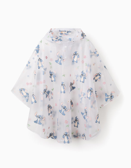 Waterproof Hooded Poncho for Girls 'Stitch', Transparent