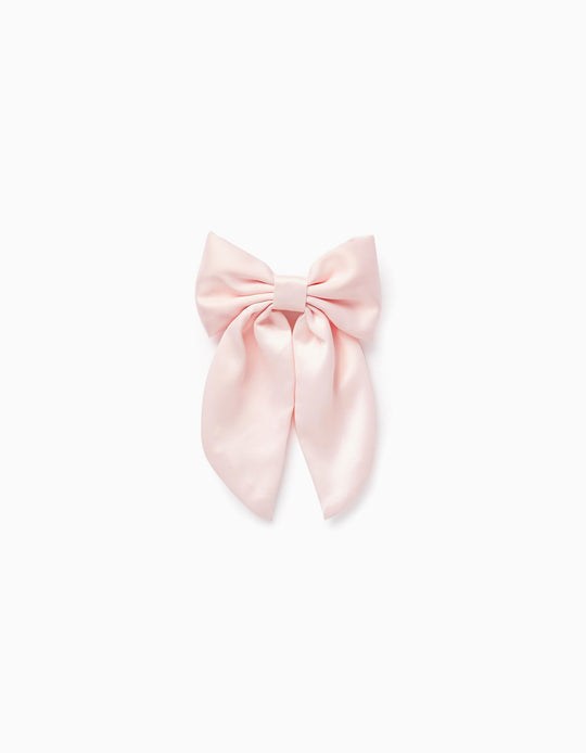 SATIN BOW HAIR CLIP FOR BABY AND GIRL PINK
