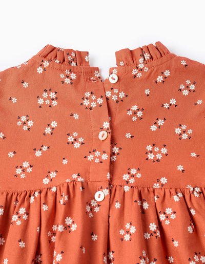 Floral Cotton Dress for Girls Orange | Saudi Arabia