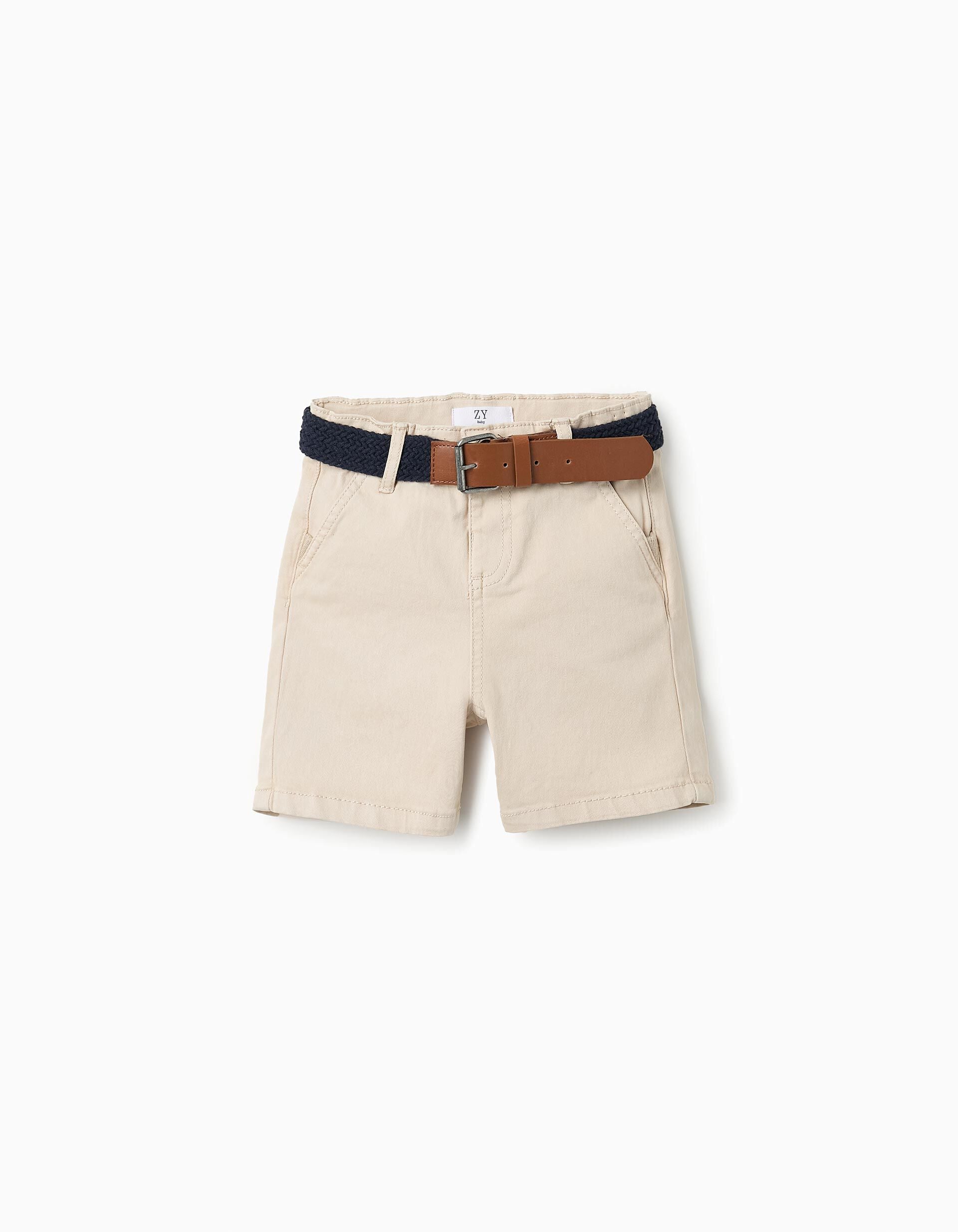 Chino Shorts with Belt for Baby Boys Beige | Saudi Arabia
