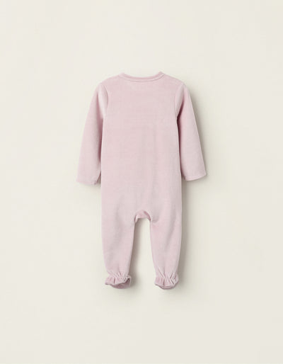 Velour Sleepsuit for Baby Girls 'Family Love' Pink | Saudi Arabia