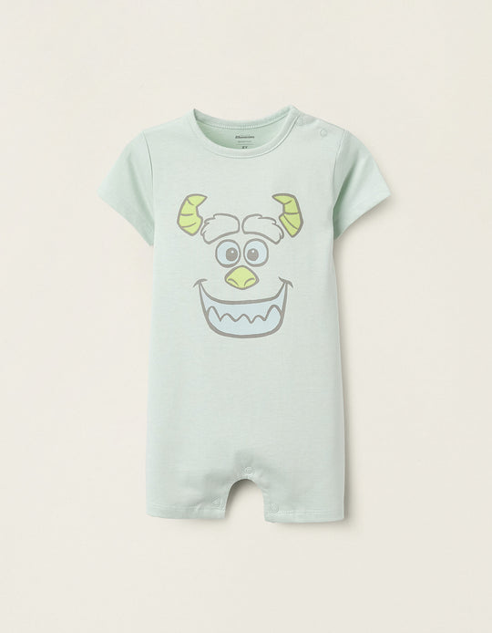 Cotton Romper for Baby Boys 'Monsters', Aqua Green