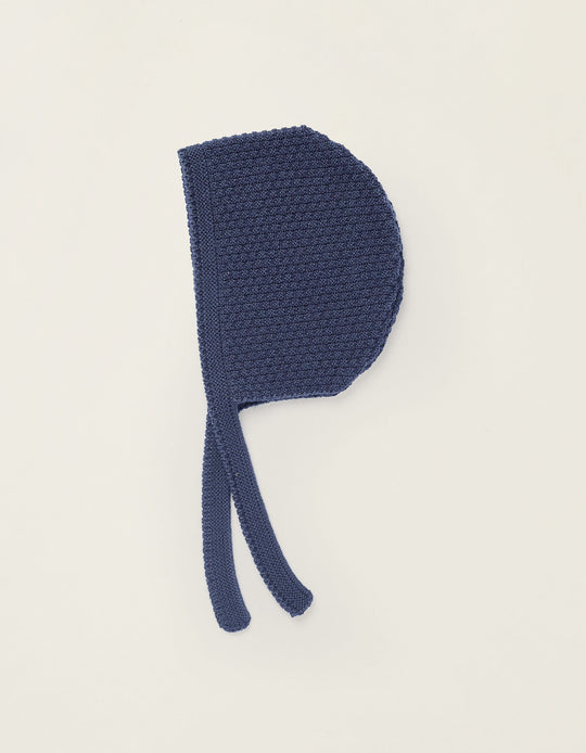 Knitted Beanie with Side Straps for Newborns, Orange