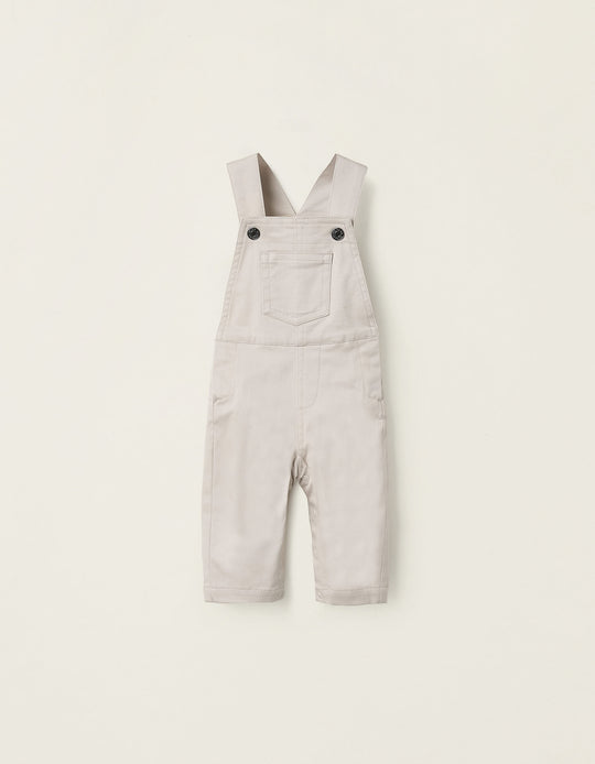 Twill Dungarees for Newborns, Beige
