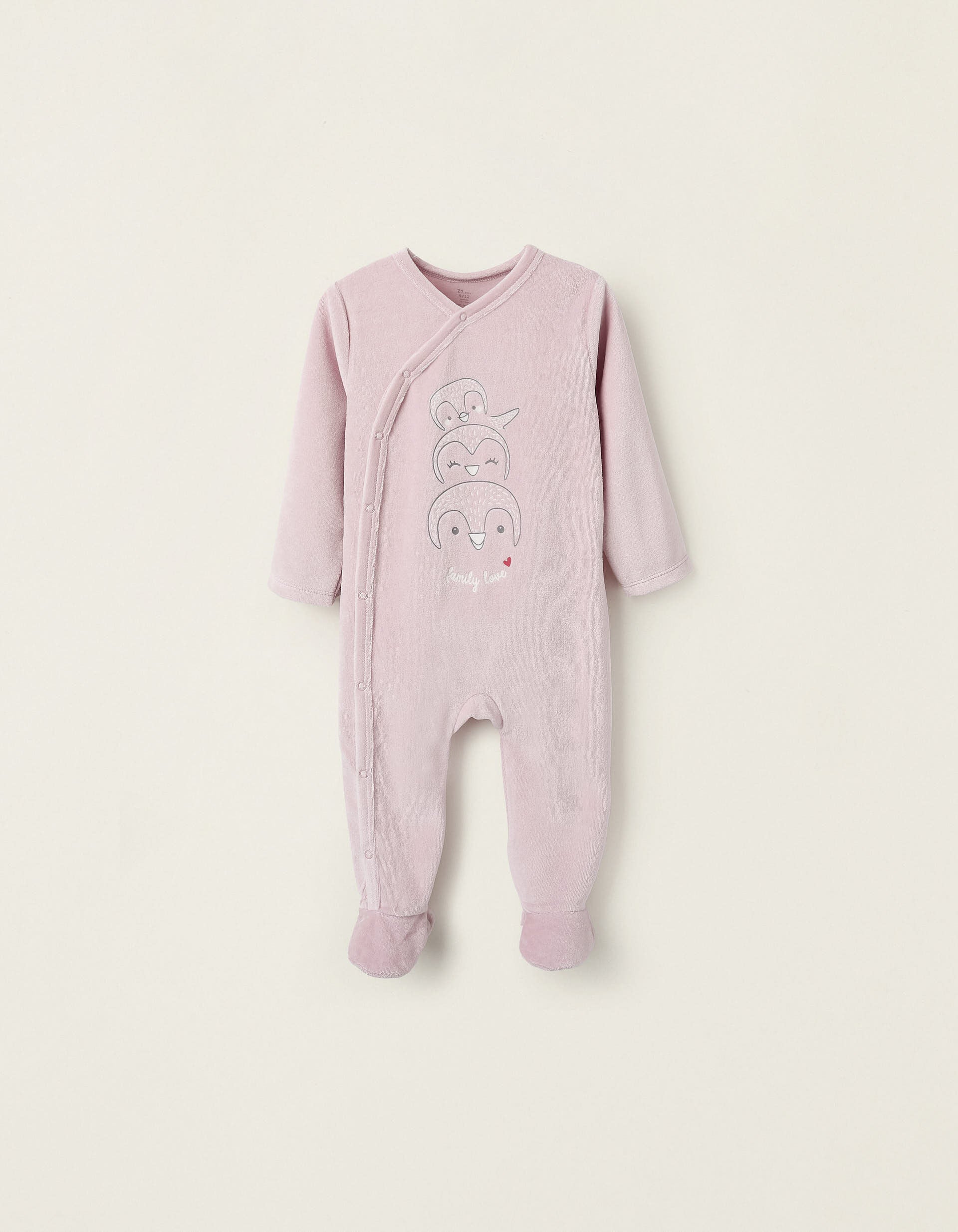 Velour Sleepsuit for Baby Girls 'Family Love' Pink | Saudi Arabia