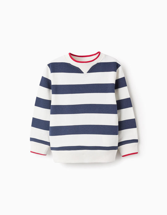 Striped Sweatshirt for boys, Blue/White