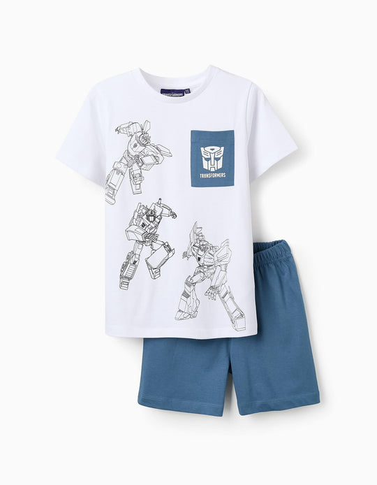 Cotton Pyjama for Boys 'Transformers', White/Blue