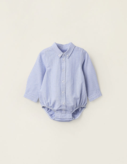 Striped Cotton Bodysuit for Newborn Boys, White/Blue