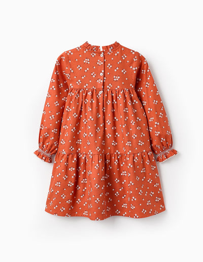 Floral Cotton Dress for Girls Orange | Saudi Arabia