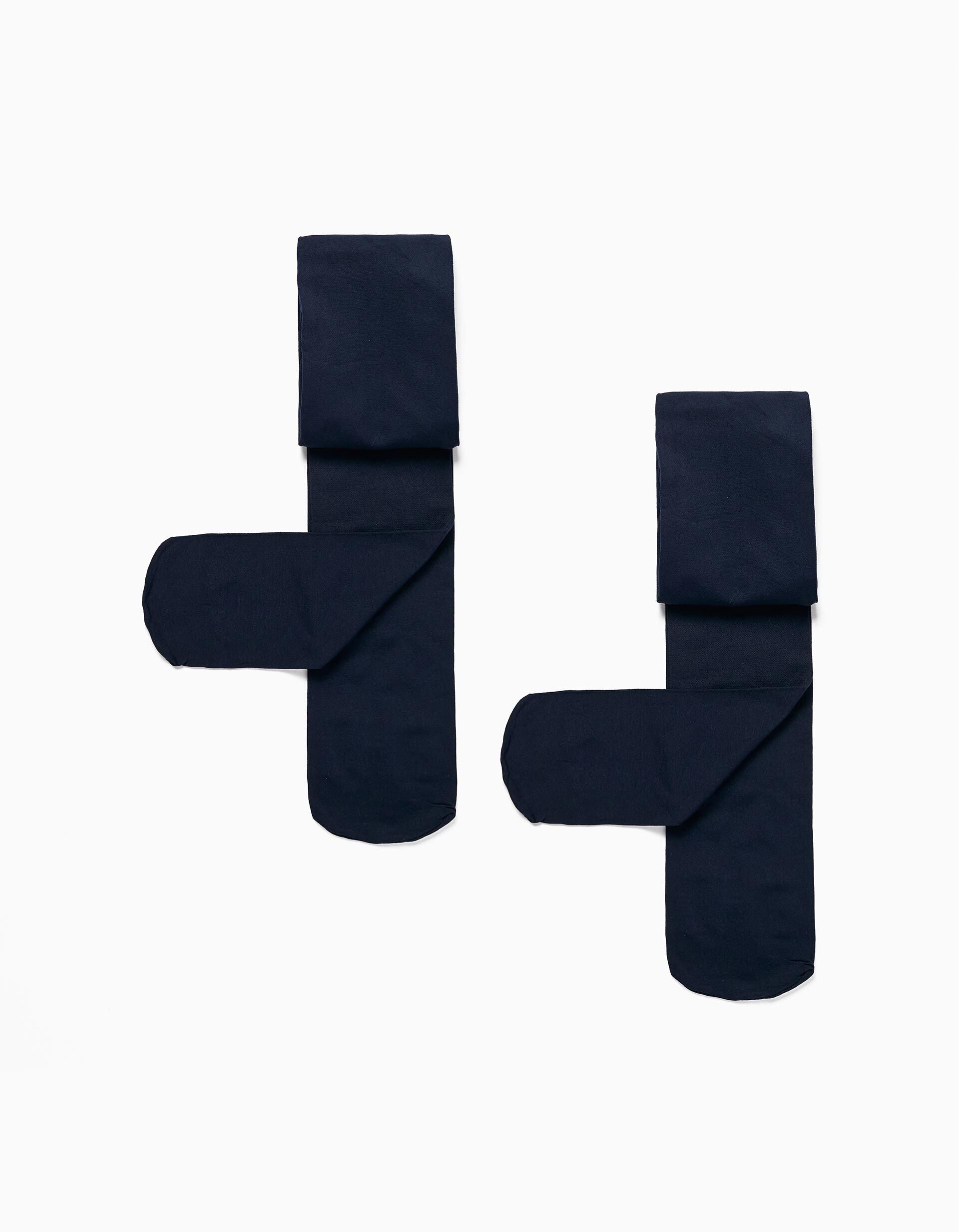 2 Pack of 40 Den Microfiber Tights for Girls Dark Blue | Saudi Arabia